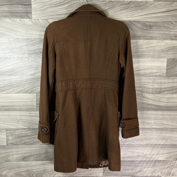 Tulle Overcoat Womens M Brown‎ Wool Blend Collar Button Pockets Lined Collar - Picture 3 of 14